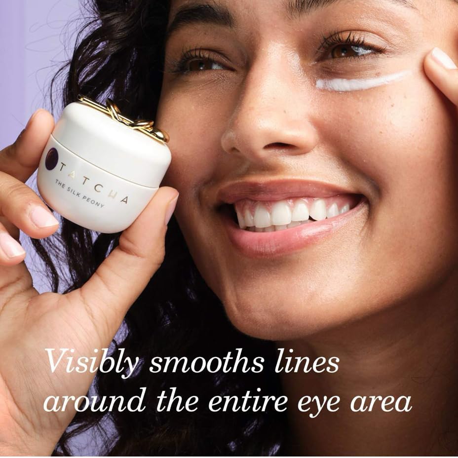 TATCHA liquid silk elixir provides nourishing hydration for delicate eye skin.