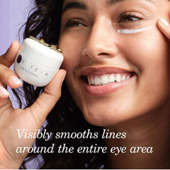 TATCHA liquid silk elixir provides nourishing hydration for delicate eye skin.