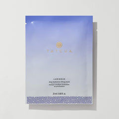 TATCHA Luminous Deep Hydration Lifting Mask pack shot with coconut hydration boost.