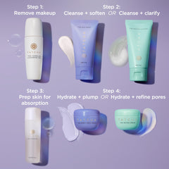 tatcha mini favorites-set gel cleanser mini highlights texture melt cleansing for smooth pores.