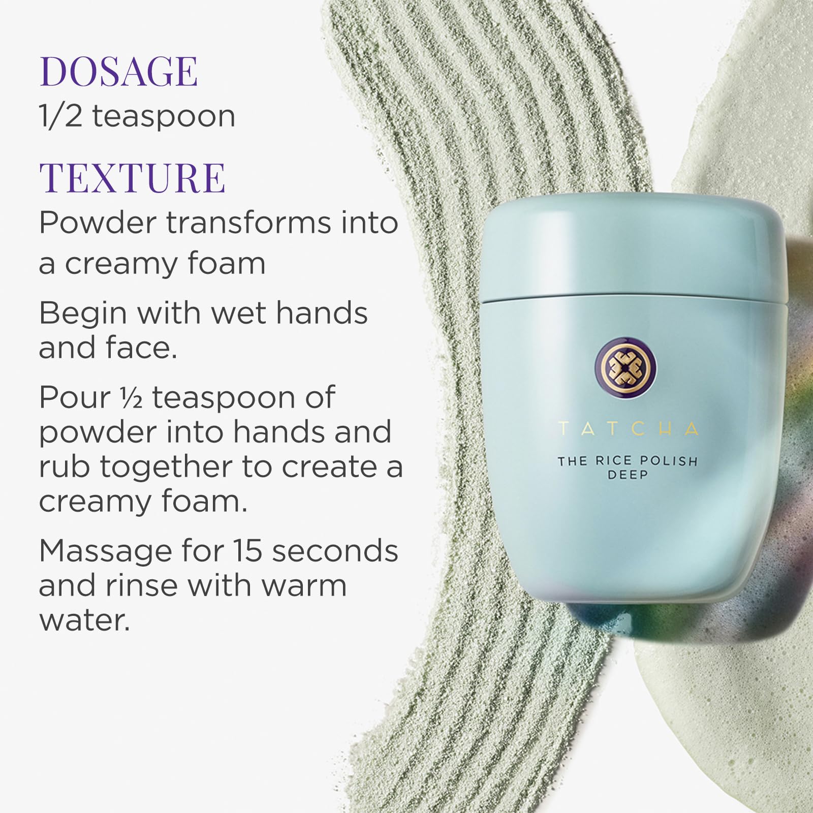 Tatcha Rice Polish Deep near pores illustrating pore tightening and clarity.