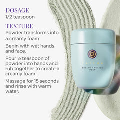 Tatcha Rice Polish Deep near pores illustrating pore tightening and clarity.