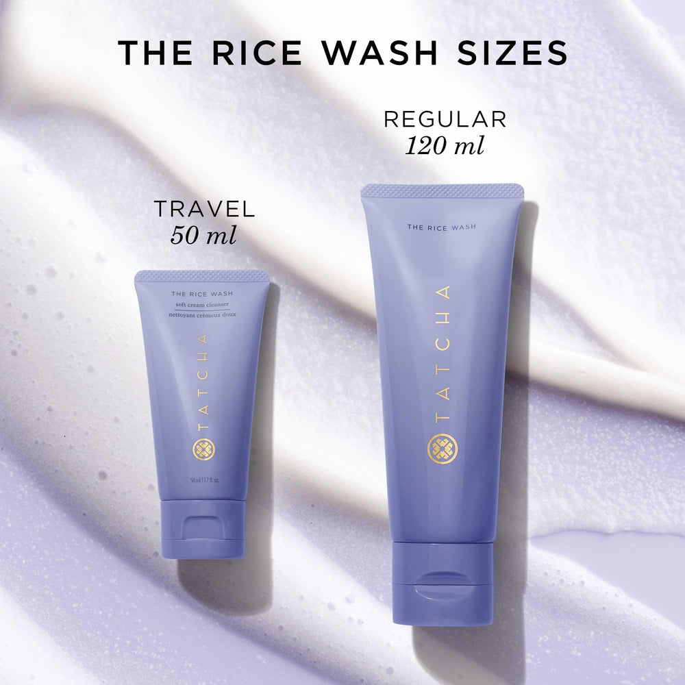 TATCHA Rice Wash rinsing moment highlights clean finish and refreshed complexion