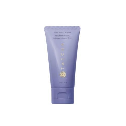 TATCHA Rice Wash travel-size bottle closeup for on-the-go cleansing and gentle results