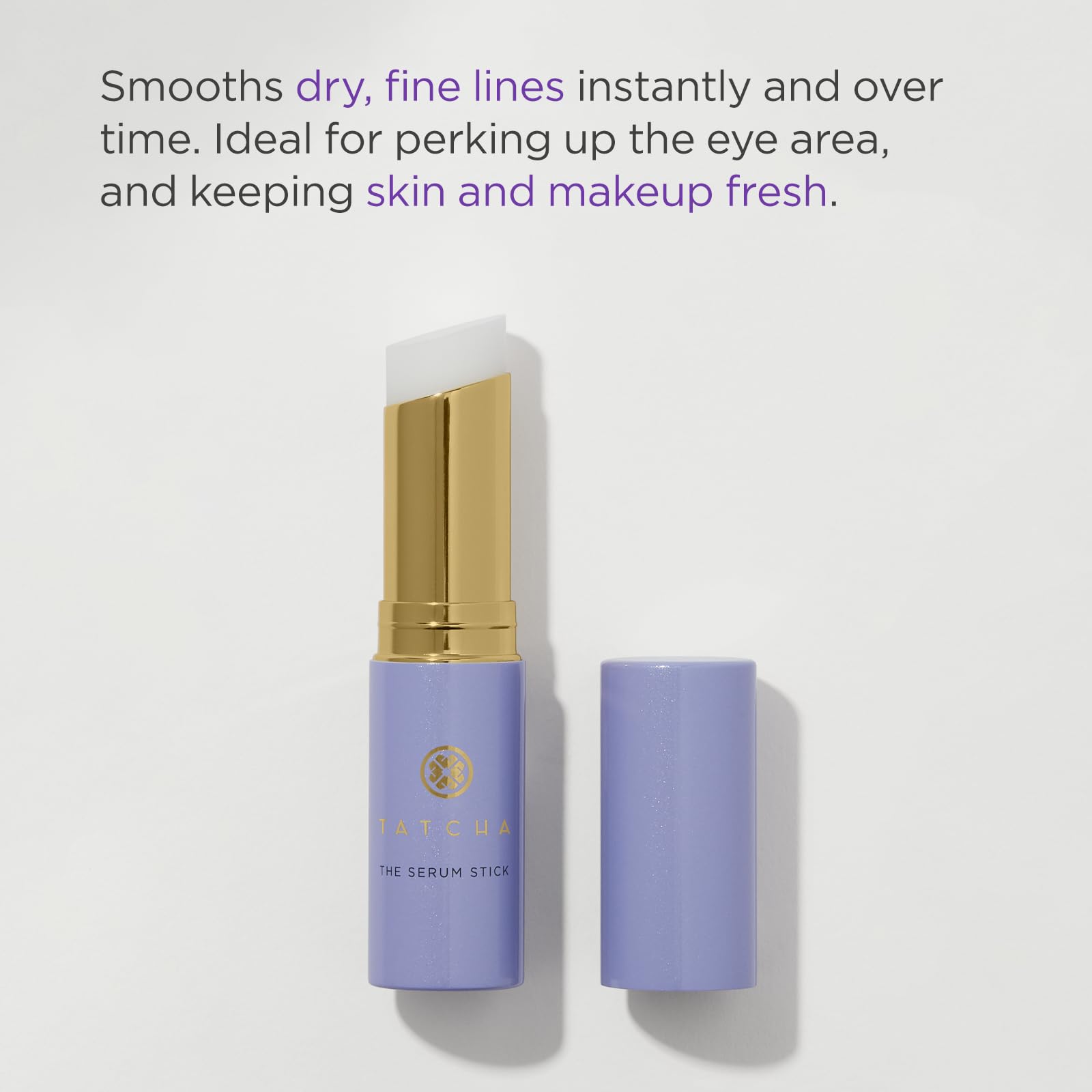 Tatcha The Serum Stick closeup shows the concentrated formula for hydrating, smoothing skin.