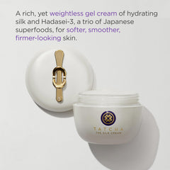 TATCHA Silk Cream being applied to cheek demonstrates silky absorption.