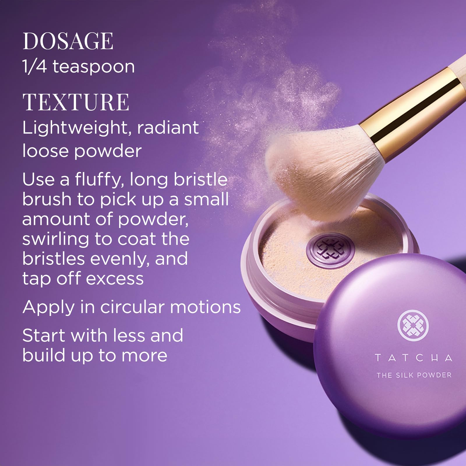 TATCHA Silk Powder swirled texture blur minimizes the appearance of pores.