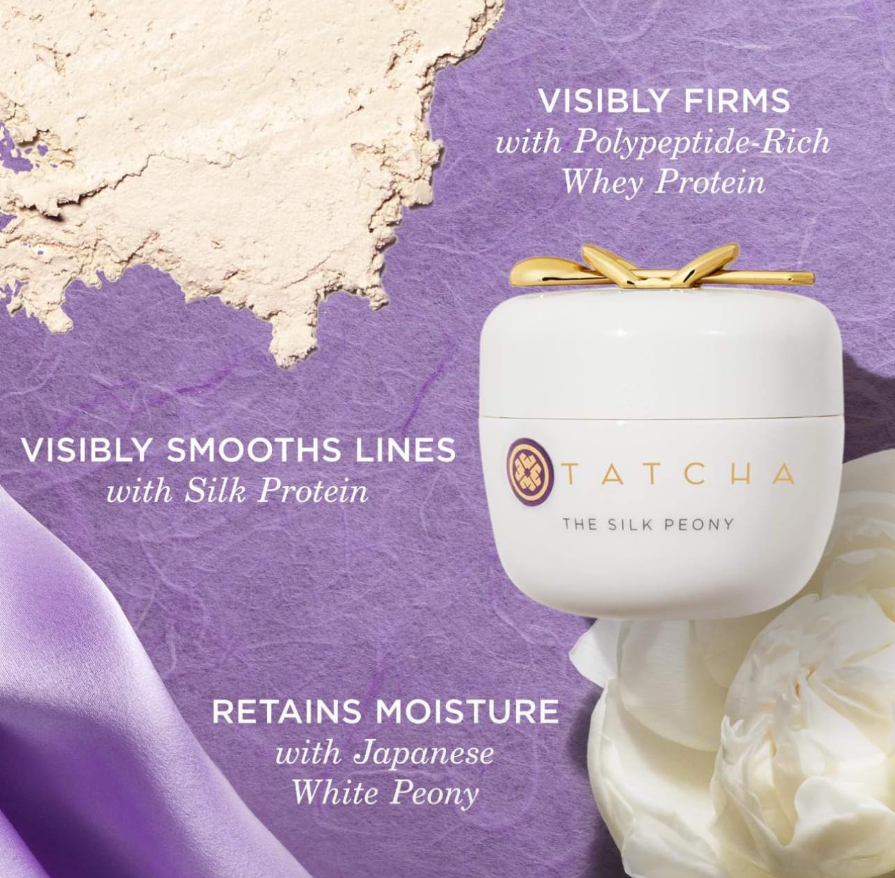 TATCHA silk protein barrier forms a moisture veil around the eye.