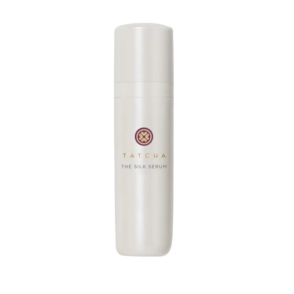 TATCHA Silk Serum bottle closeup showing silky texture for wrinkle smoothing
