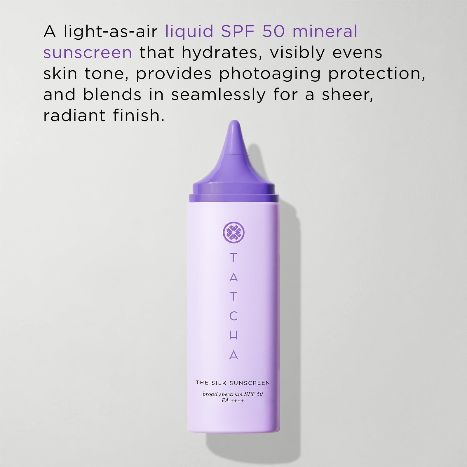 TATCHA The Silk Sunscreen cream texture close-up highlights sheer radiant finish.