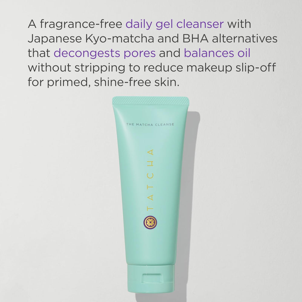 TATCHA Matcha Cleanse bottle close-up for refreshing cleanse