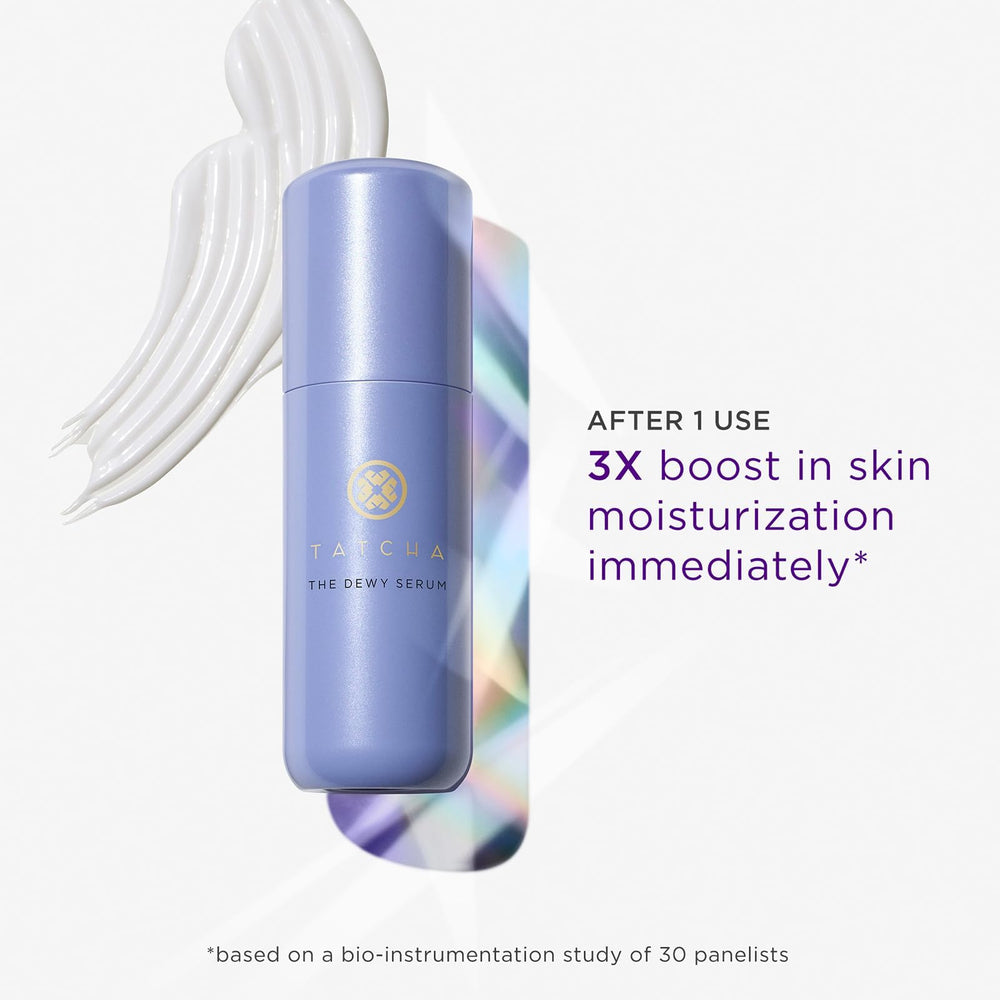 Tatcha The Dewy Serum pump dispensing for even application and hydration