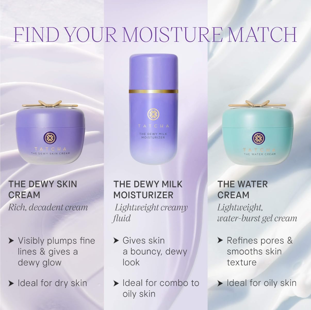 TATCHA Water Cream supports balanced hydration and a shine-free look