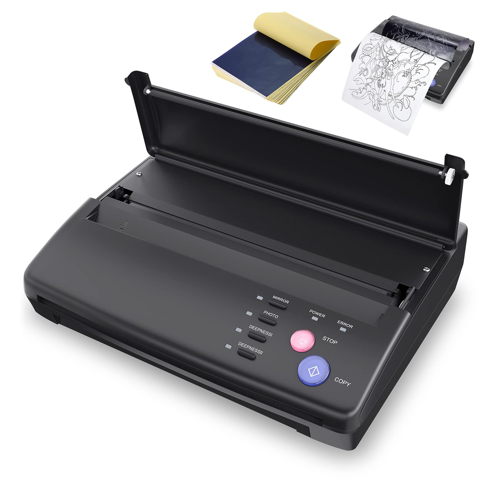 Tatelf tattoo stencil machine front view enables fast, precise line transfers for stencil prep.