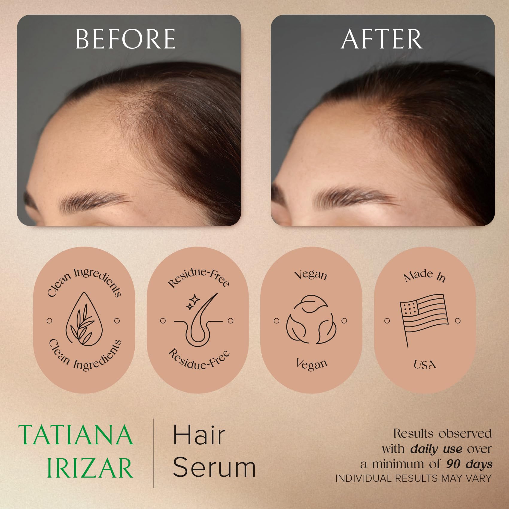 Tatiana Irizar USA-made label on bottle highlights quality