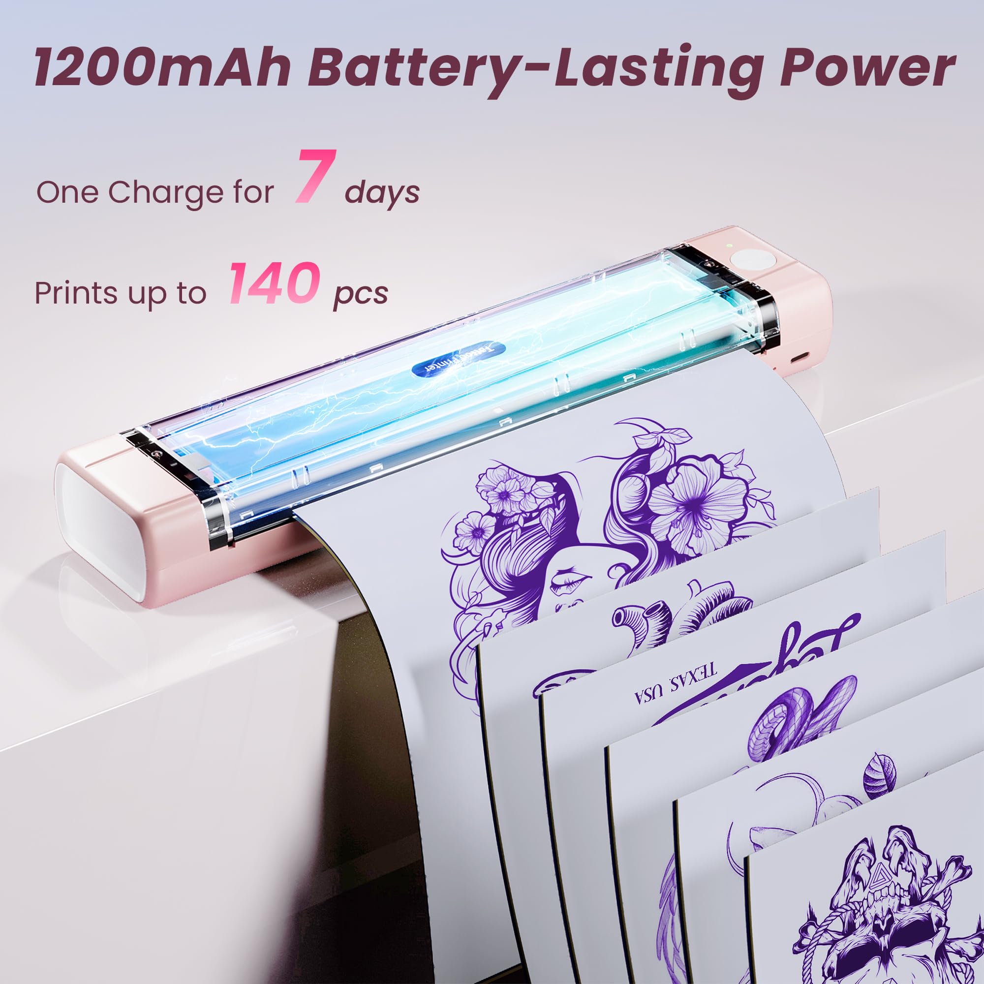 TATTMUSE Bluetooth app designs screen offers 800+ stencil options.