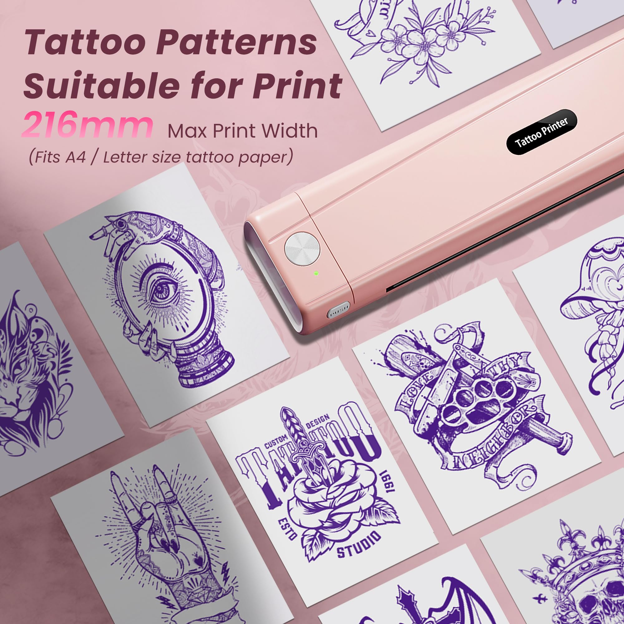 TATTMUSE inkless thermal printing minimizes mess and cleanup after sessions.