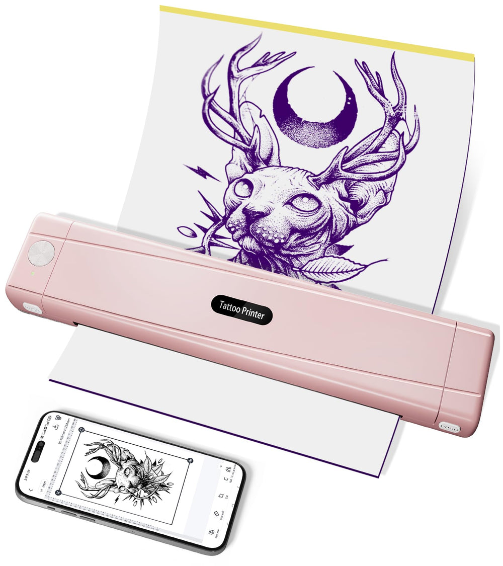TATTMUSE tattoo stencil printer front view highlights portable on-the-go design.