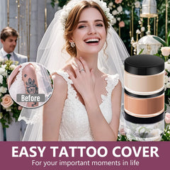 Tattoo Cover Up Cream bottle highlights portable, water-resistant design.