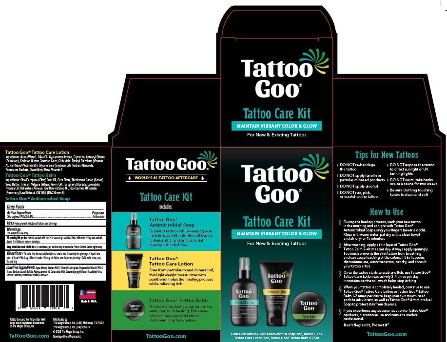 Tattoo Goo olive oil ingredients closeup emphasizes moisturizing base for vibrant ink