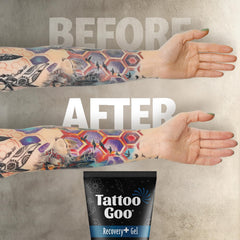 Tattoo Goo Recovery Gel applied to skin during gentle massage