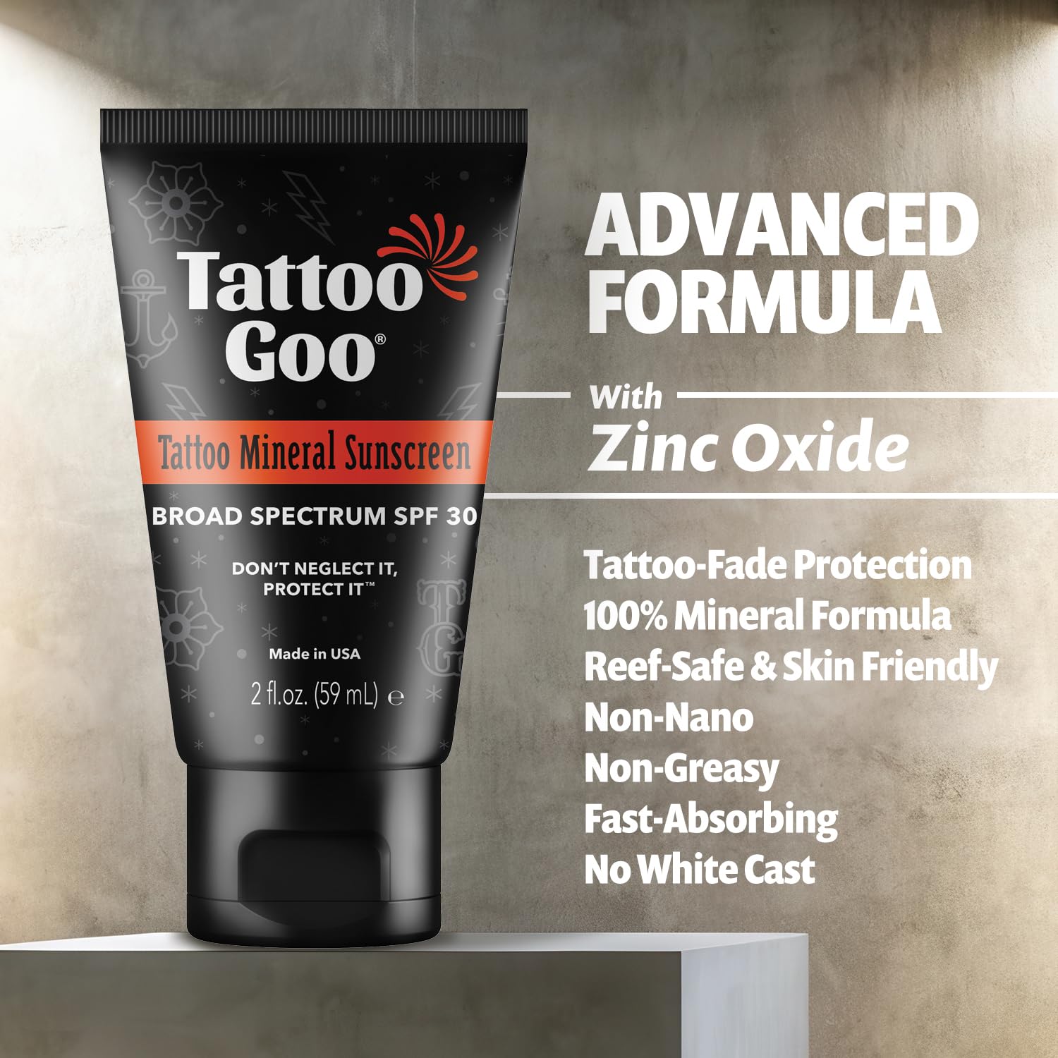 Zinc oxide ingredient label shows fragrance-free formula.