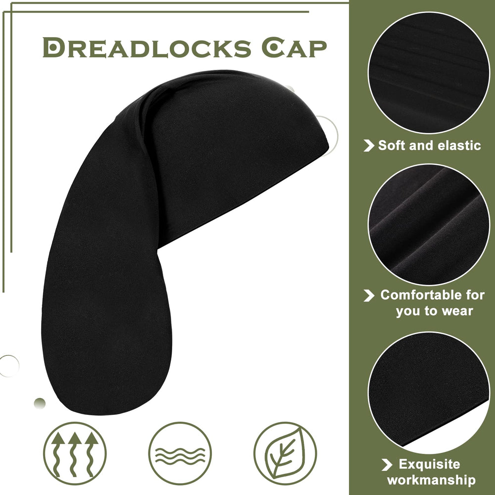 Tatuo dread cap black on head maintains smooth look after workouts