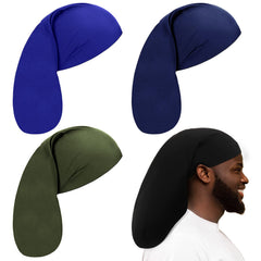Tatuo dread cap royal blue on head for comfortable overnight wear and frizz control