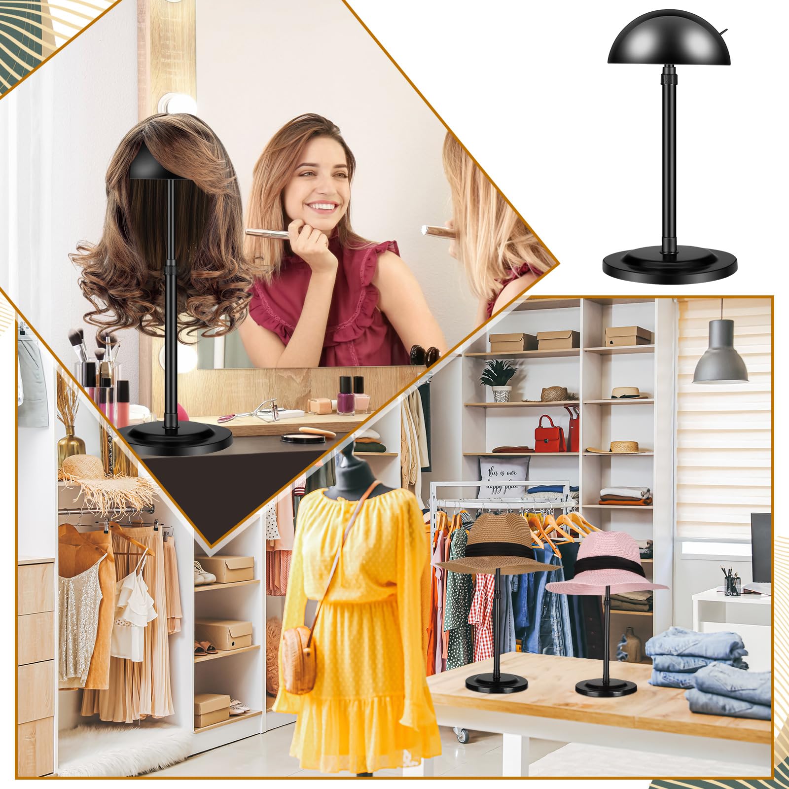 Tatuo multi-purpose-display highlights wigs, masks, or helmets in home or salon