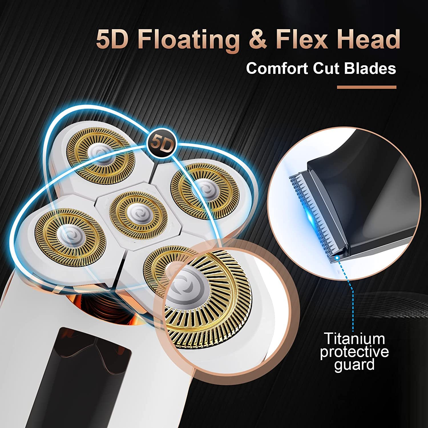 TAYAYO LED display shows battery status for confident wet/dry shaving.