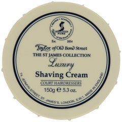 Taylor of Old Bond Street St. James shaving cream bowl showcases classic citrus-wood-amber scent for a luxurious shave.