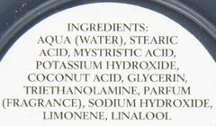Taylor of Old Bond Street Eton College jar back view showing compact lather benefits