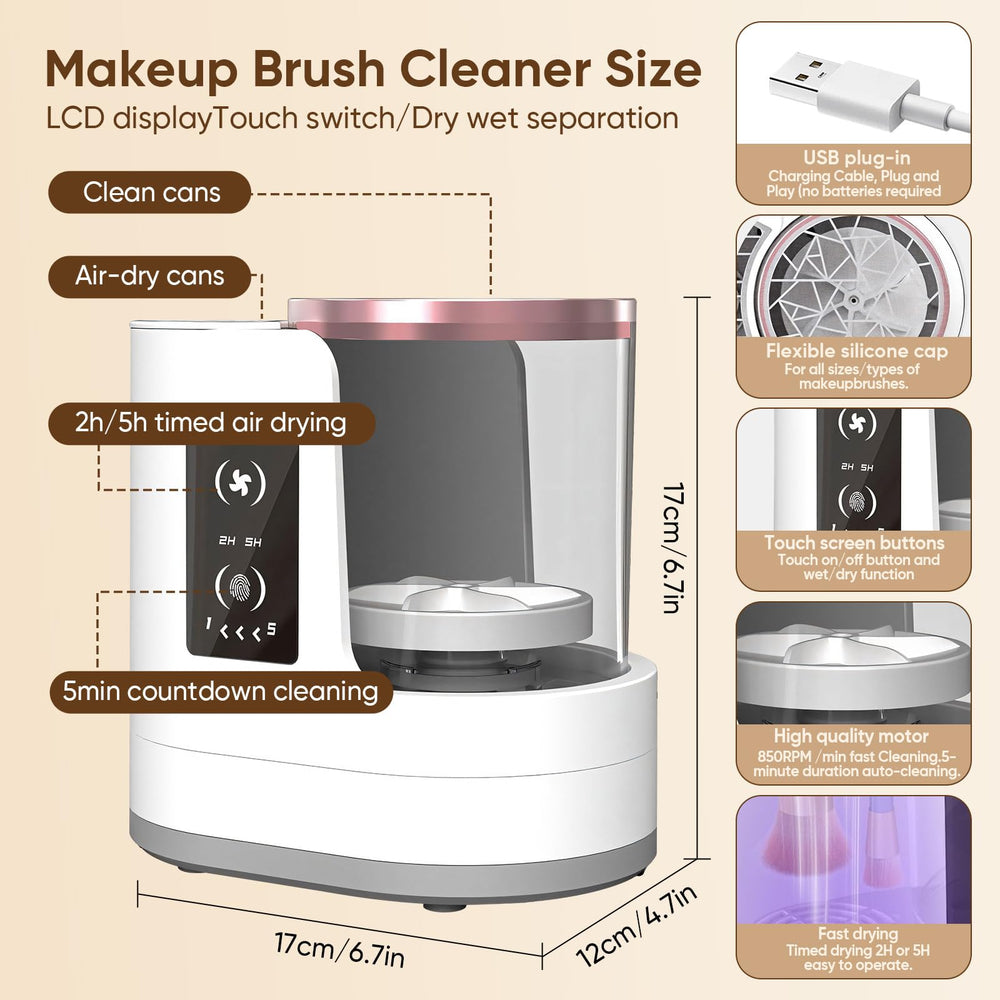 tayuzo electric makeup brush cleaner dual-direction motor in action improves residue removal.