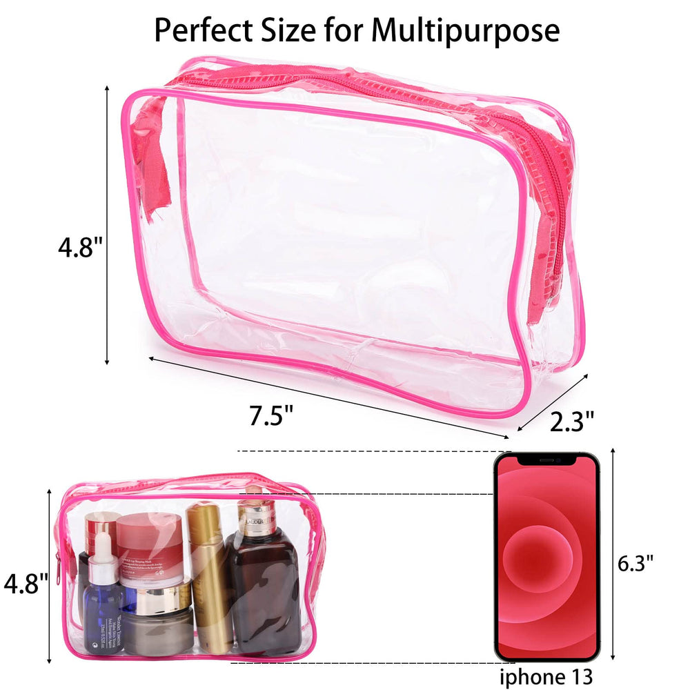 Tbestmax clear cosmetic bag top opening view for easy access to essentials.