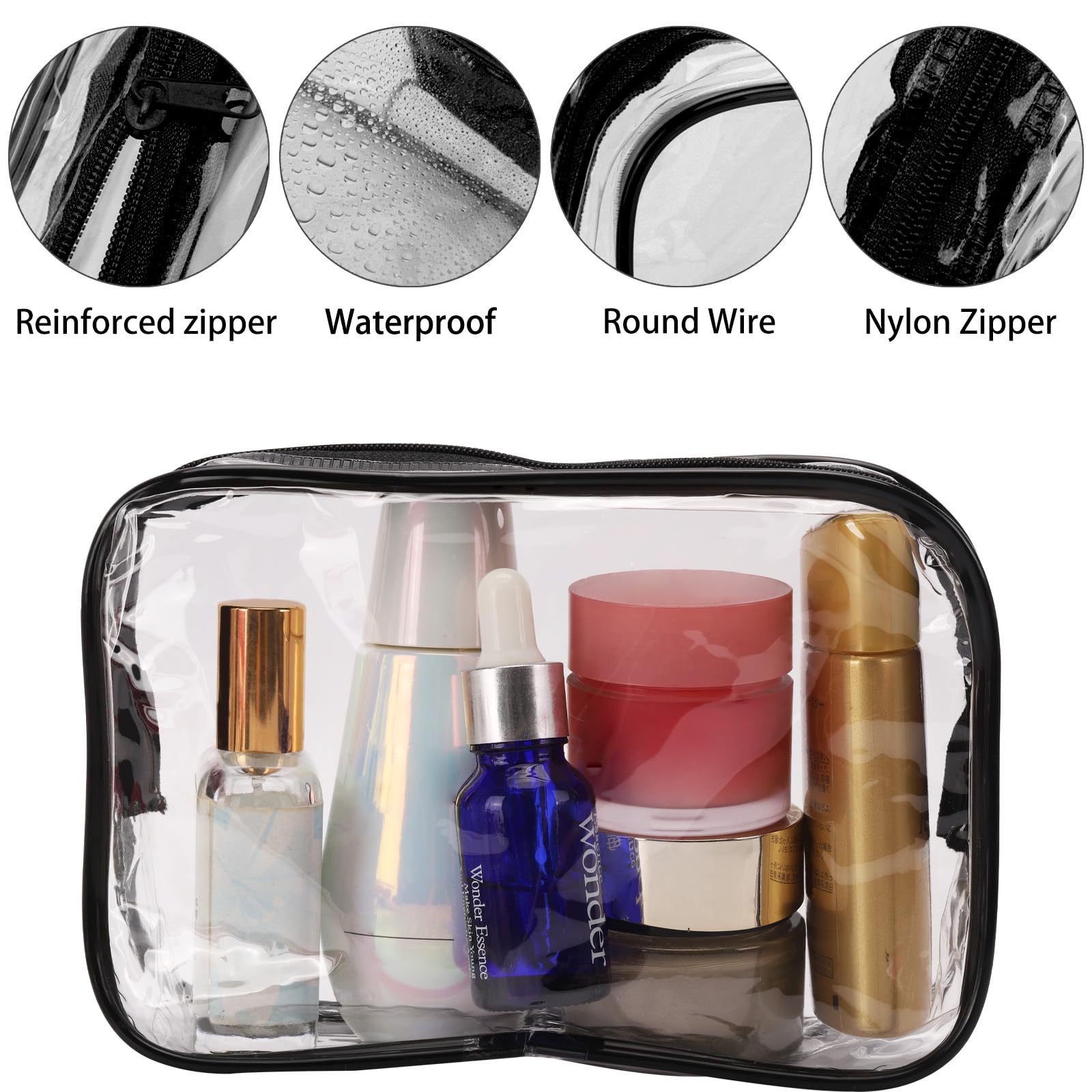 Tbestmax clear cosmetic bags showing contents for easy finding