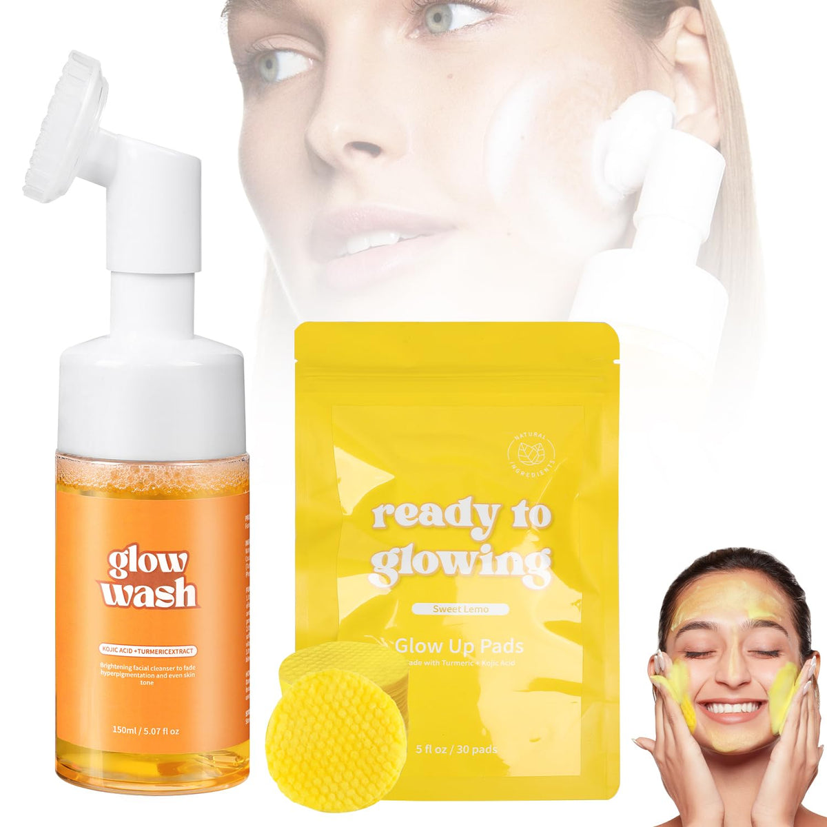 Tbexem Turmeric Face Wash foam application showing gentle daily cleansing for all skin types.