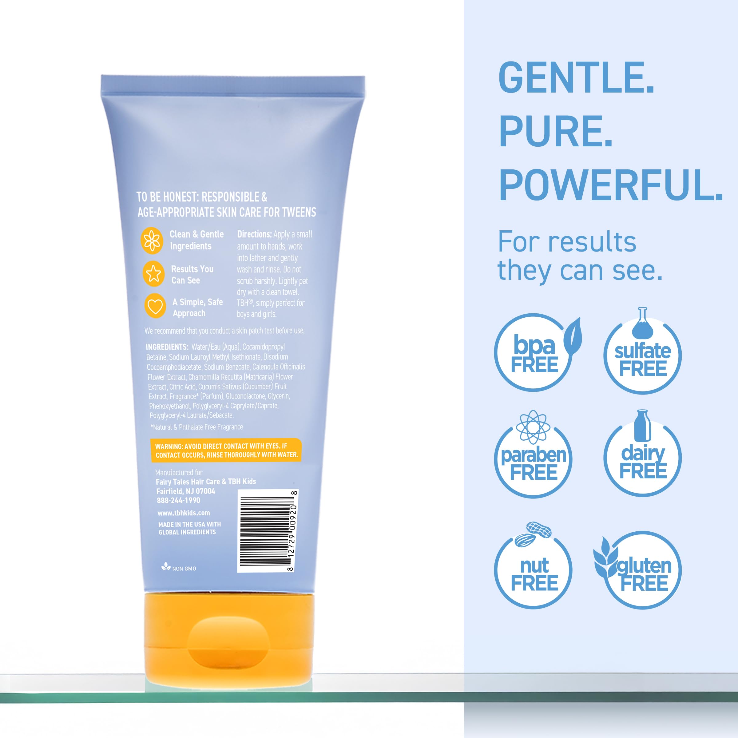 TBH Kids Gentle Gel Face Wash creates a light foamy lather for refreshing cleansing.