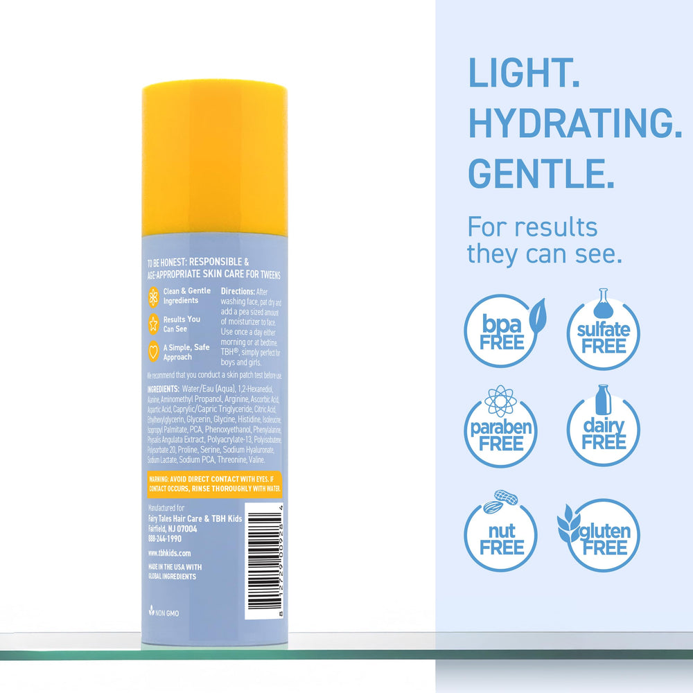 TBH Kids moisturizer texture close-up reveals a light, non-greasy feel.