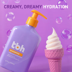 TBH Teen & Kids Shampoo quinoa hydration image showing moisture retention