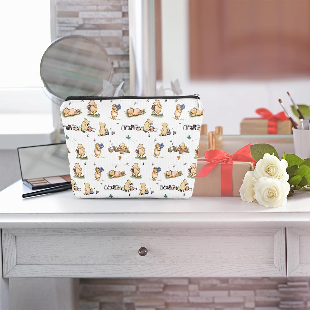 TBT Cartoon Bear travel essentials inside view demonstrates spacious interior for brushes.