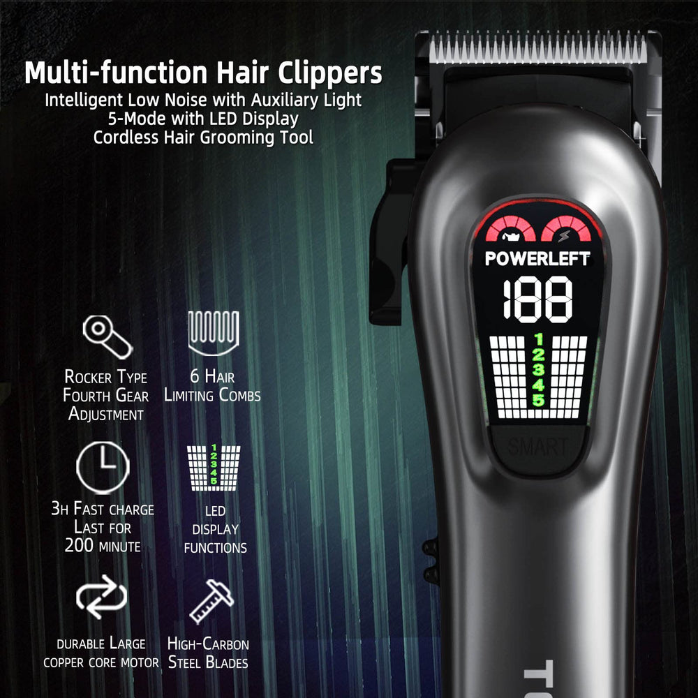 TCMKY hair clippers LED display shows power and maintenance reminders