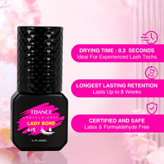 TDANCE eyelash-extension-glue long-retention close-up up to seven weeks