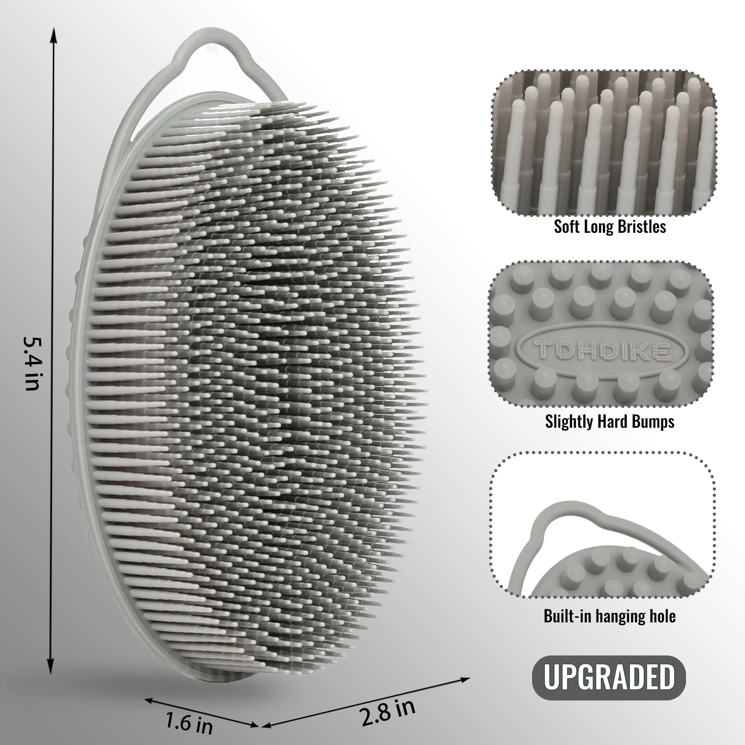 TDHDIKE silicone body scrubber set close-up of black gray blue colors