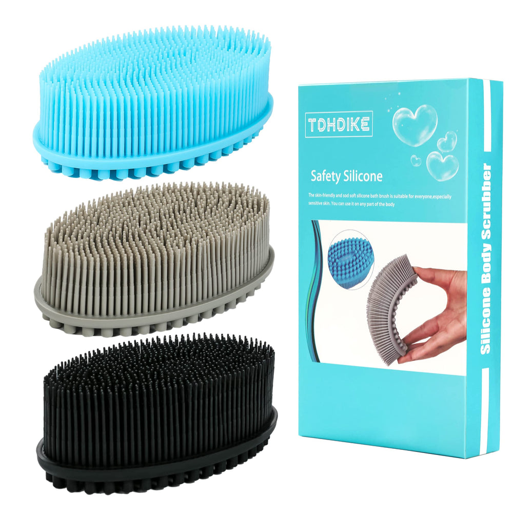 TDHDIKE silicone body scrubber in black for gentle shower exfoliation