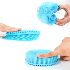 TDHDIKE blue silicone loofah showing soft bristles for daily bathing