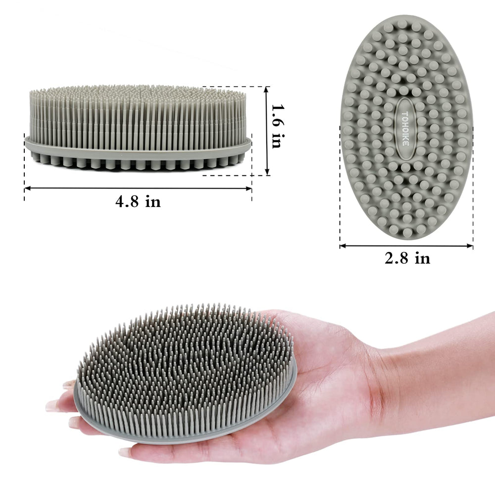 TDHDIKE silicone body scrubber in gray designed for sensitive skin cleansing