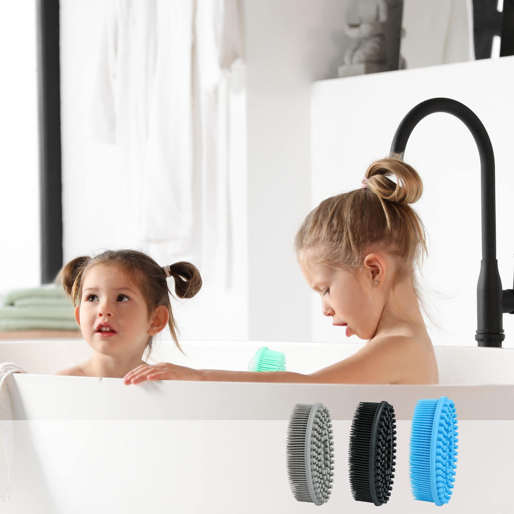 TDHDIKE silicone body scrubber in shower demonstrates easy cleansing and use