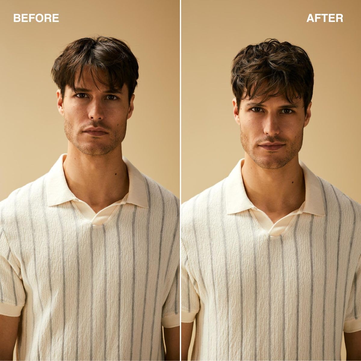 Tea Tree Forming Cream bottle demonstrates natural shine finish on styled hair.