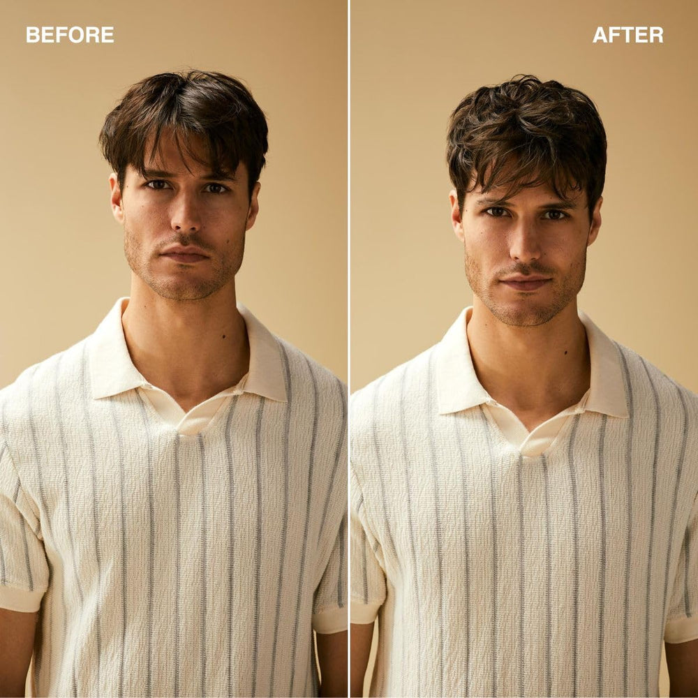 Tea Tree Forming Cream bottle demonstrates natural shine finish on styled hair.