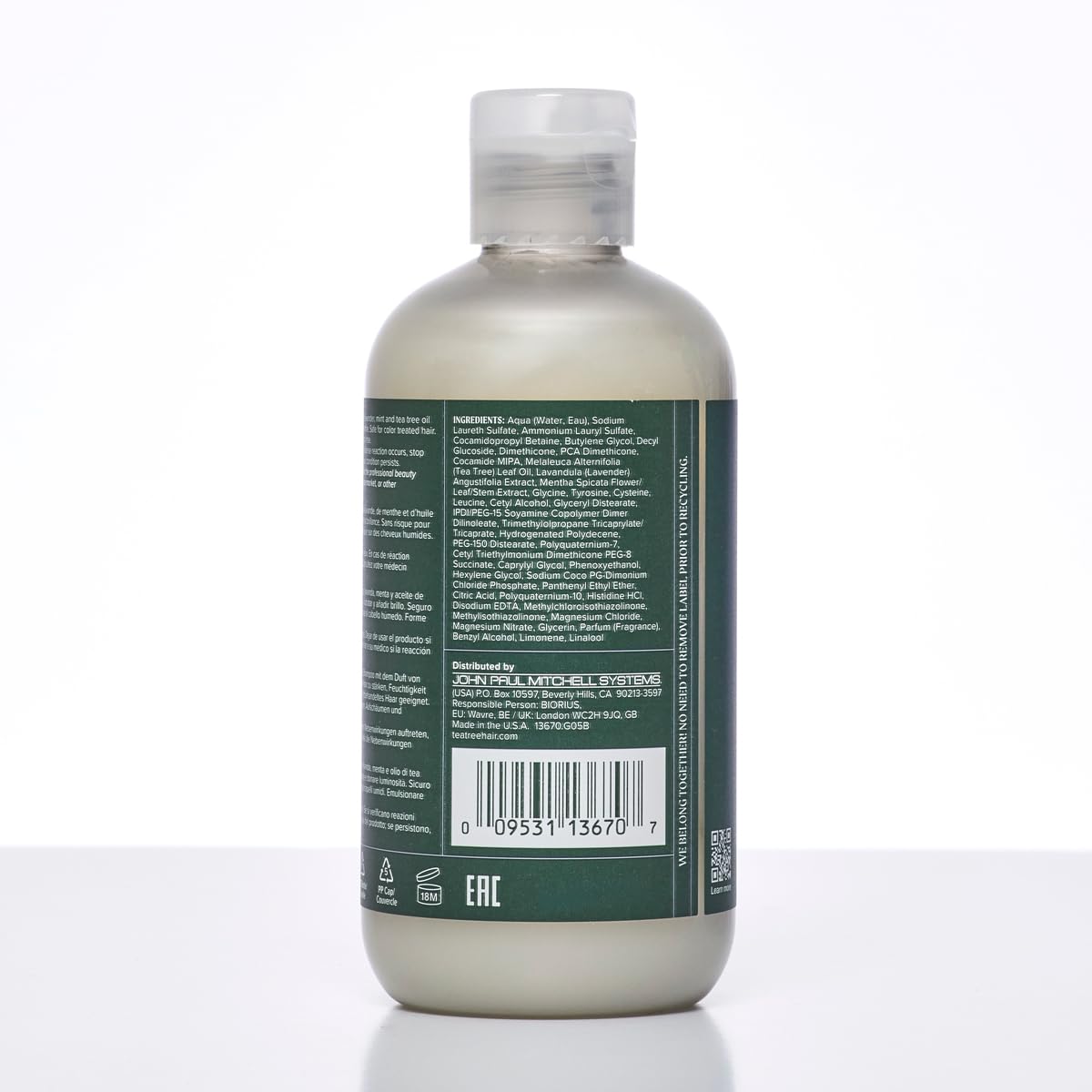 Tea Tree Lavender Mint in a bathroom scene suggests soothing, refreshing shower ritual.